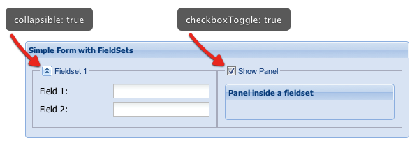 Ext.form.FieldSet component